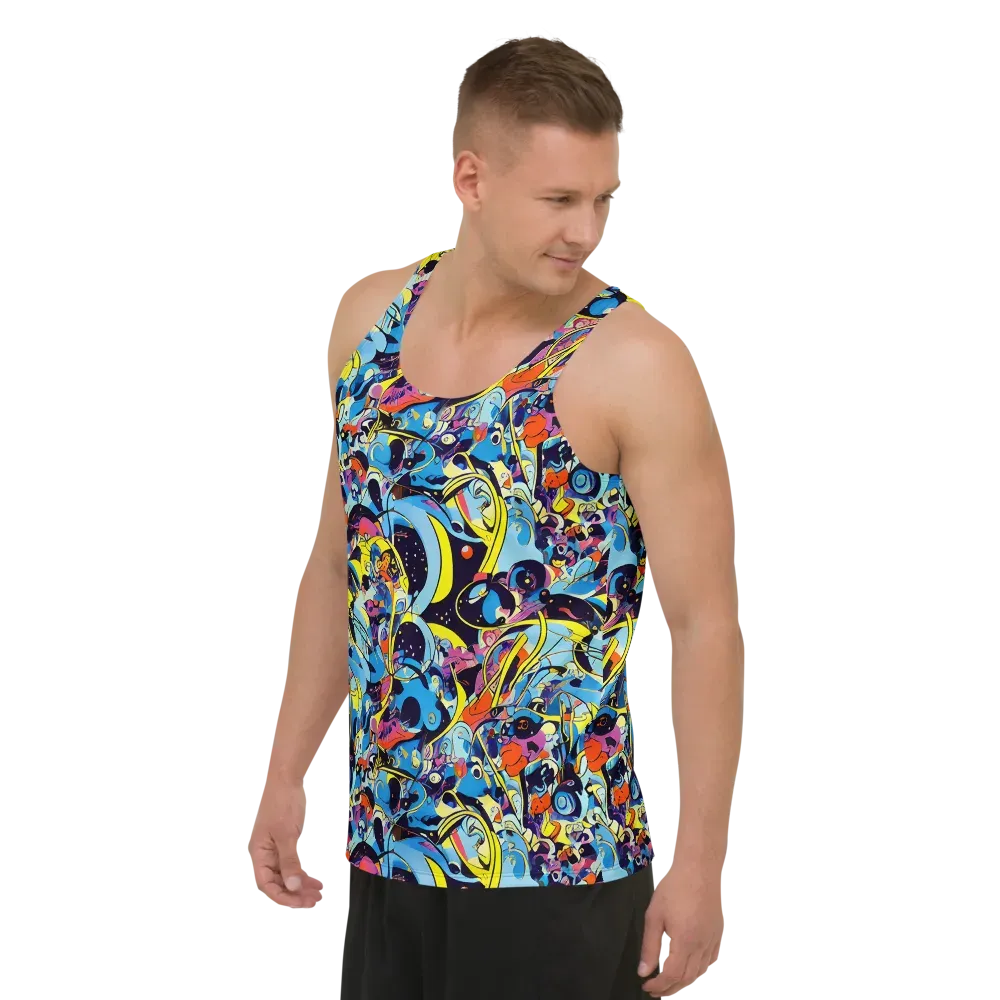 Brown Brushwork on Men's Tank Top — Left Front
