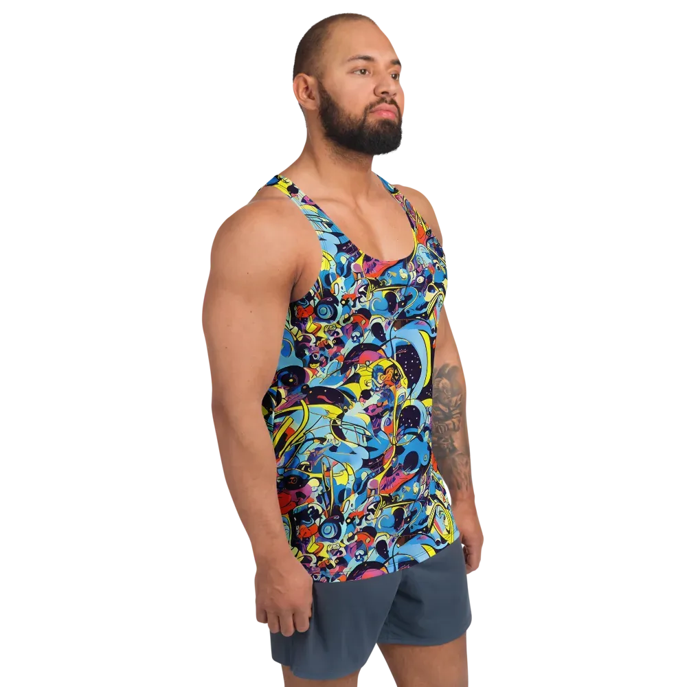Brown Brushwork on Men's Tank Top — Right Front