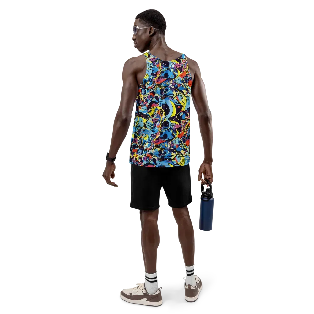 Brown Brushwork on Men's Tank Top — Back