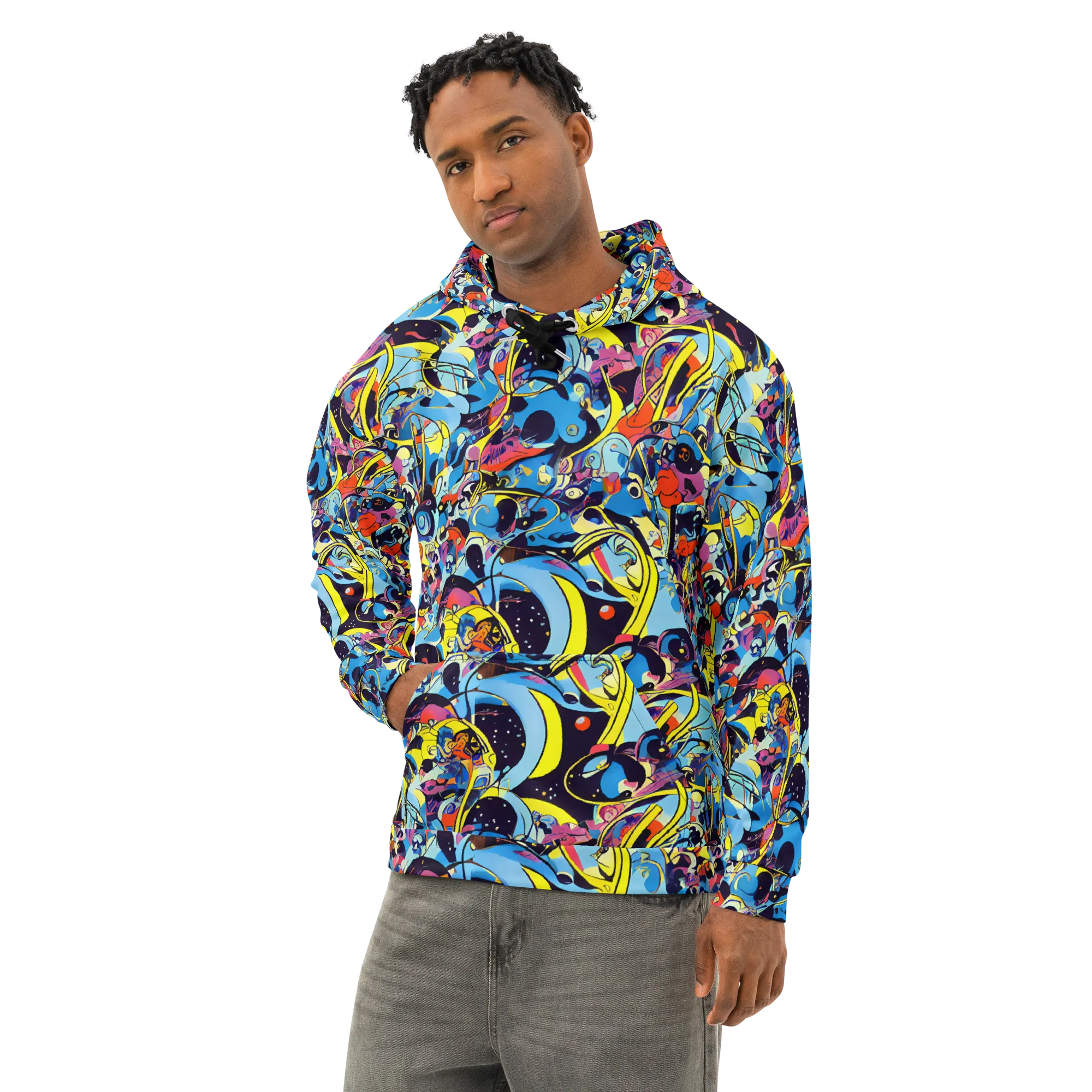 Brown Brushwork on Cotton Hoodie — Left Front
