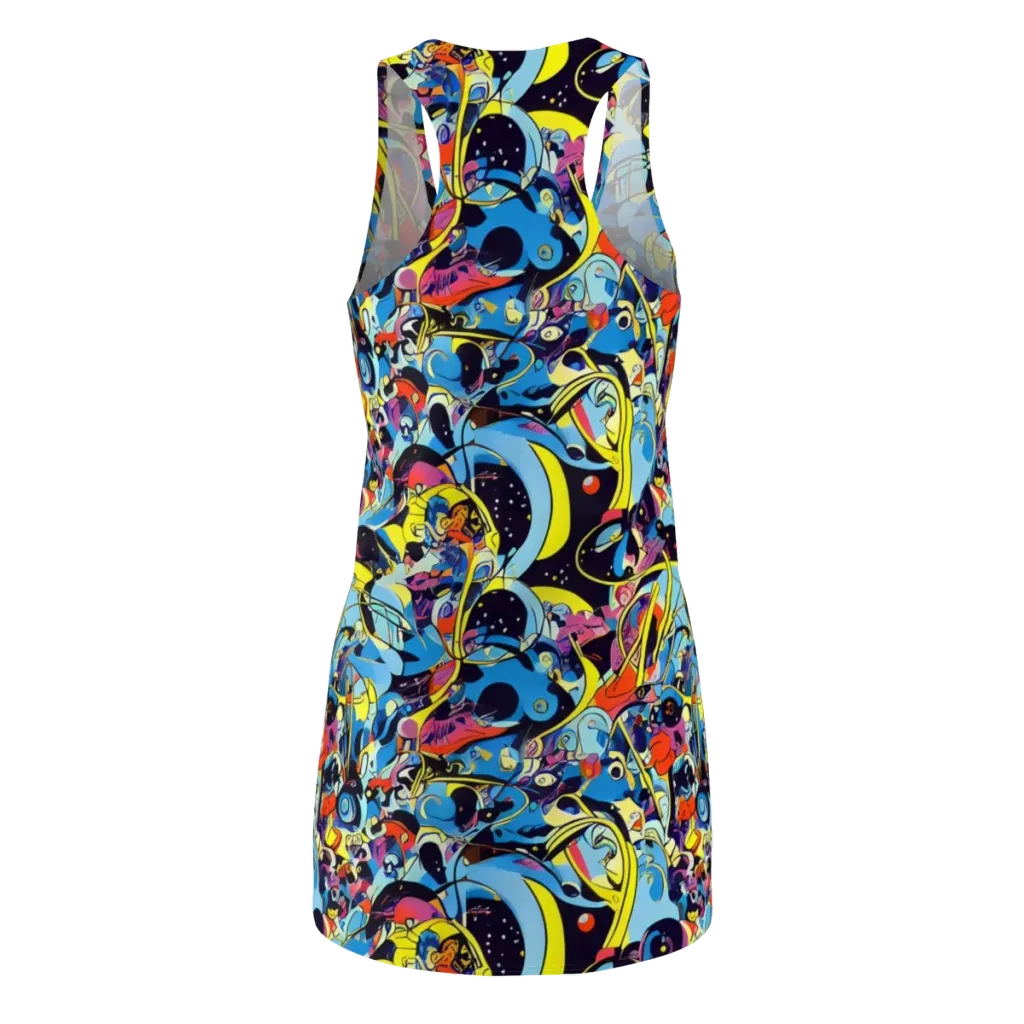Brown Brushwork on Racerback Dress — Back
