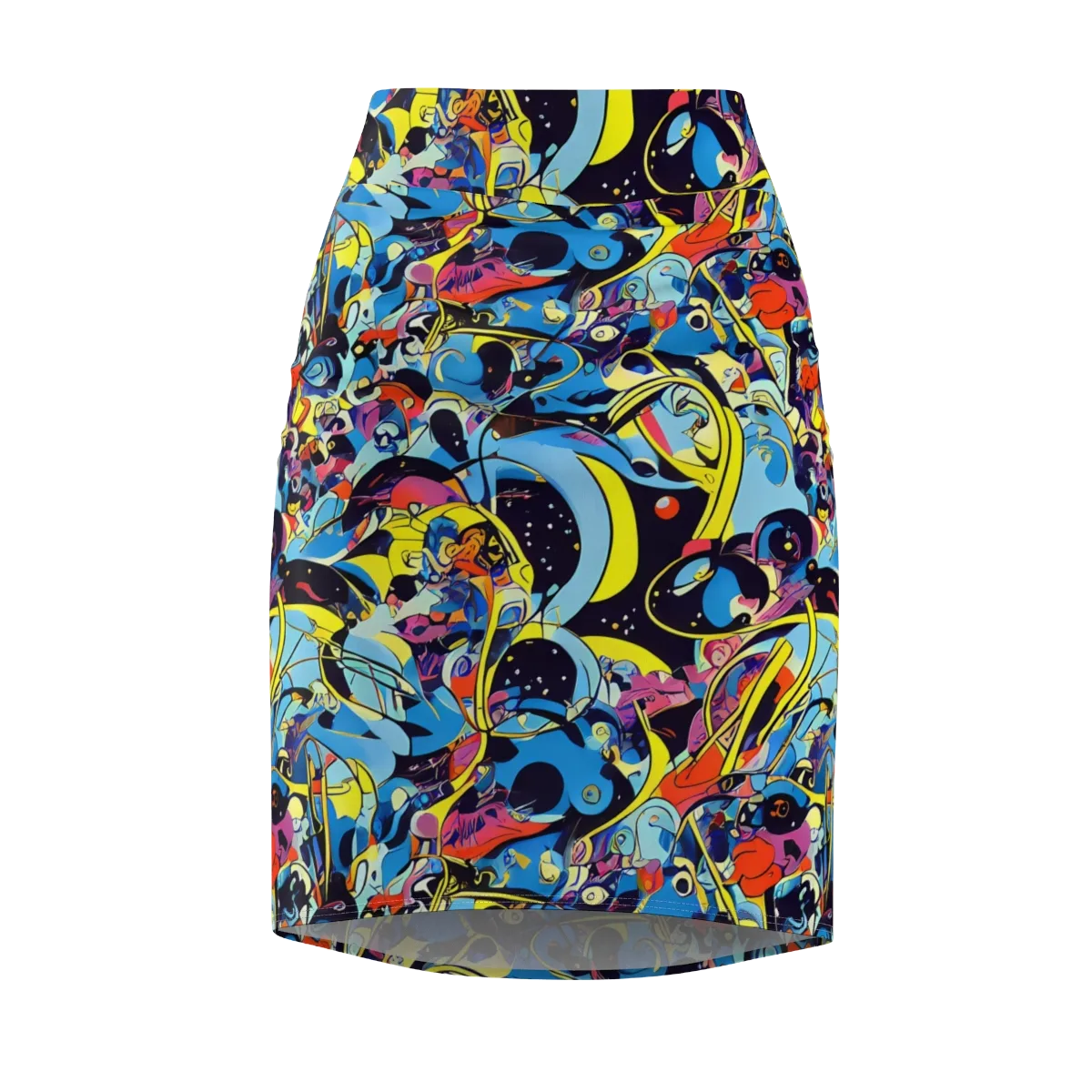 Brown Brushwork on Pencil Skirt — Front
