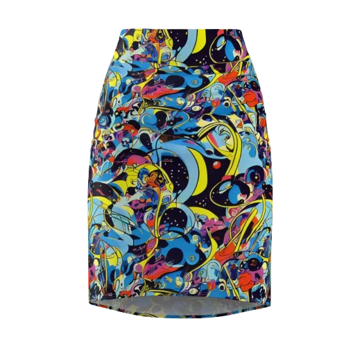 Brown Brushwork on a Pencil Skirt