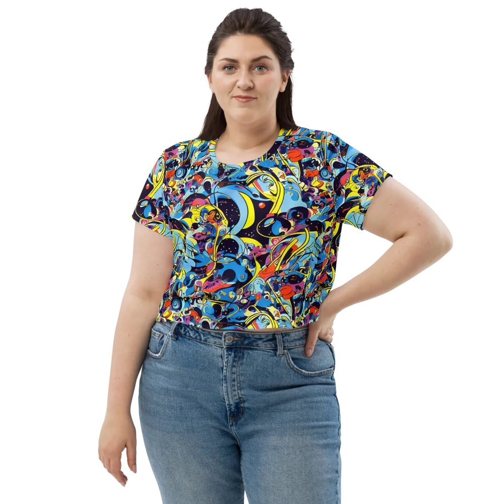 Brown Brushwork on Crop Tee — Front