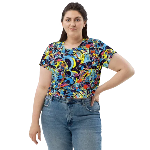 Brown Brushwork on a Crop Tee