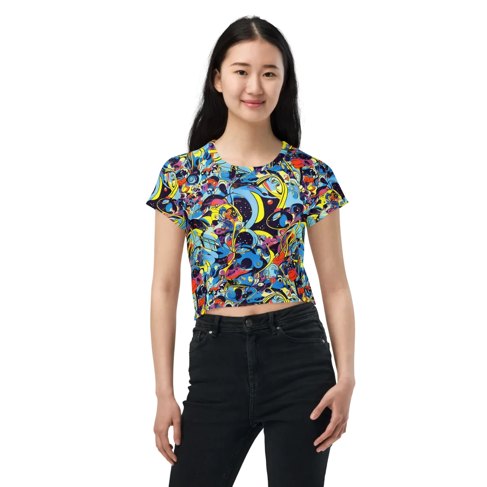 Brown Brushwork on Crop Tee — Front