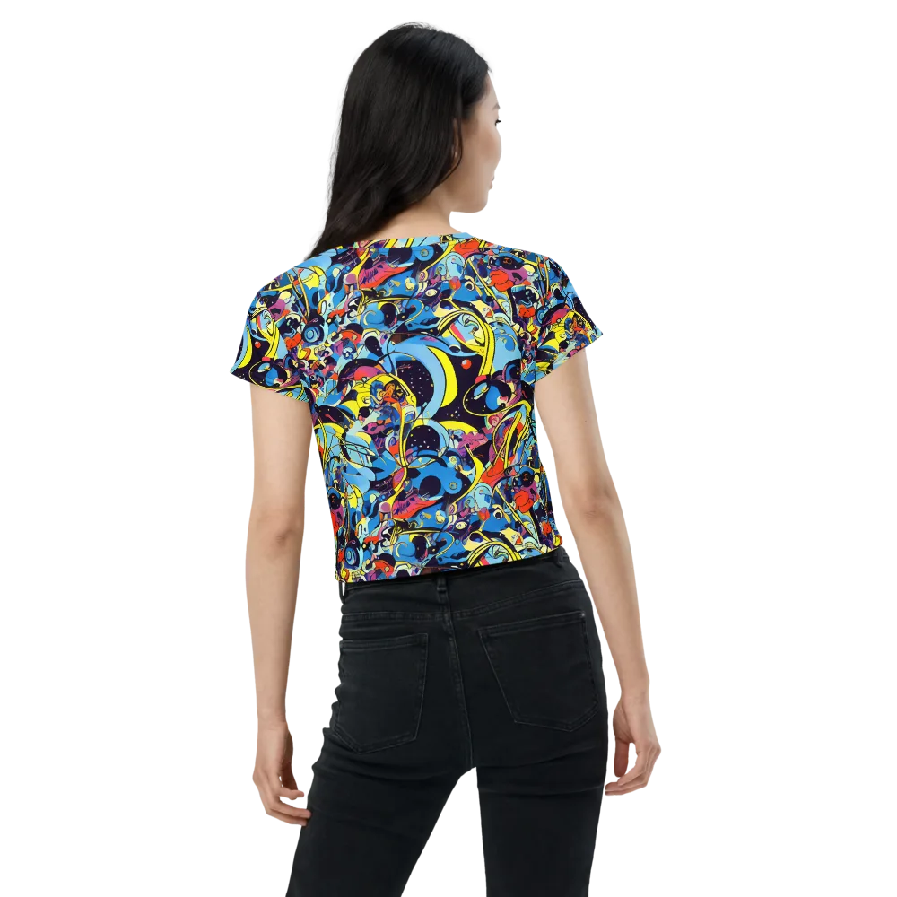 Brown Brushwork on Crop Tee — Back