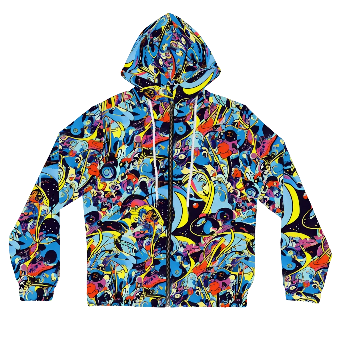 Brown Brushwork on Women's Full-Zip Hoodie — Front