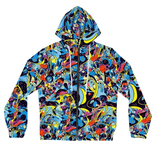 Brown Brushwork on a Women's Full-Zip Hoodie