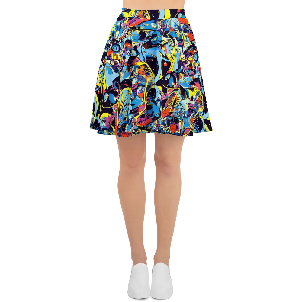 Brown Brushwork on Skater Skirt — Front