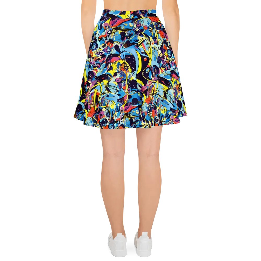 Brown Brushwork on Skater Skirt — Back