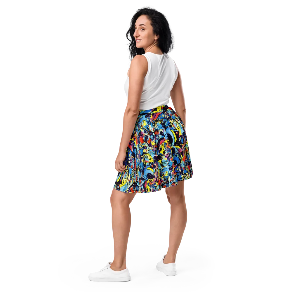 Brown Brushwork on Skater Skirt — Back