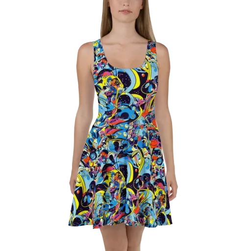 Brown Brushwork on a Skater Dress