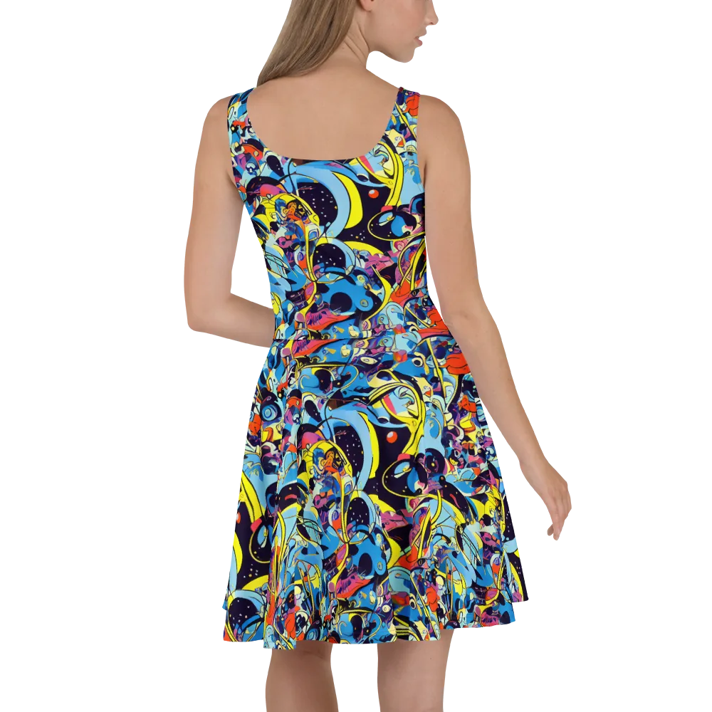 Brown Brushwork on Skater Dress — Back