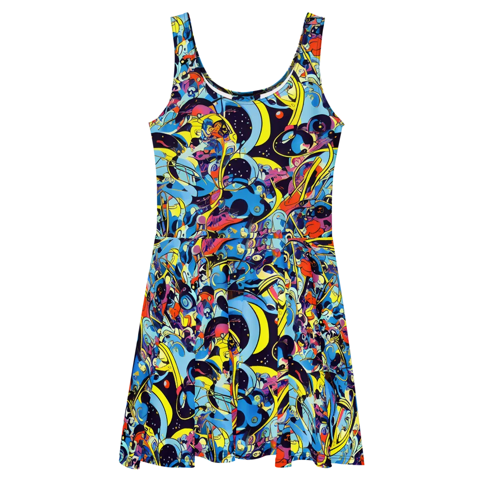 Brown Brushwork on Skater Dress — Front