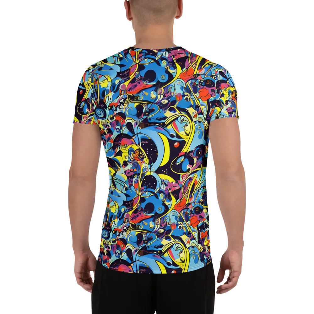 Brown Brushwork on Men's Athletic T-Shirt — Back
