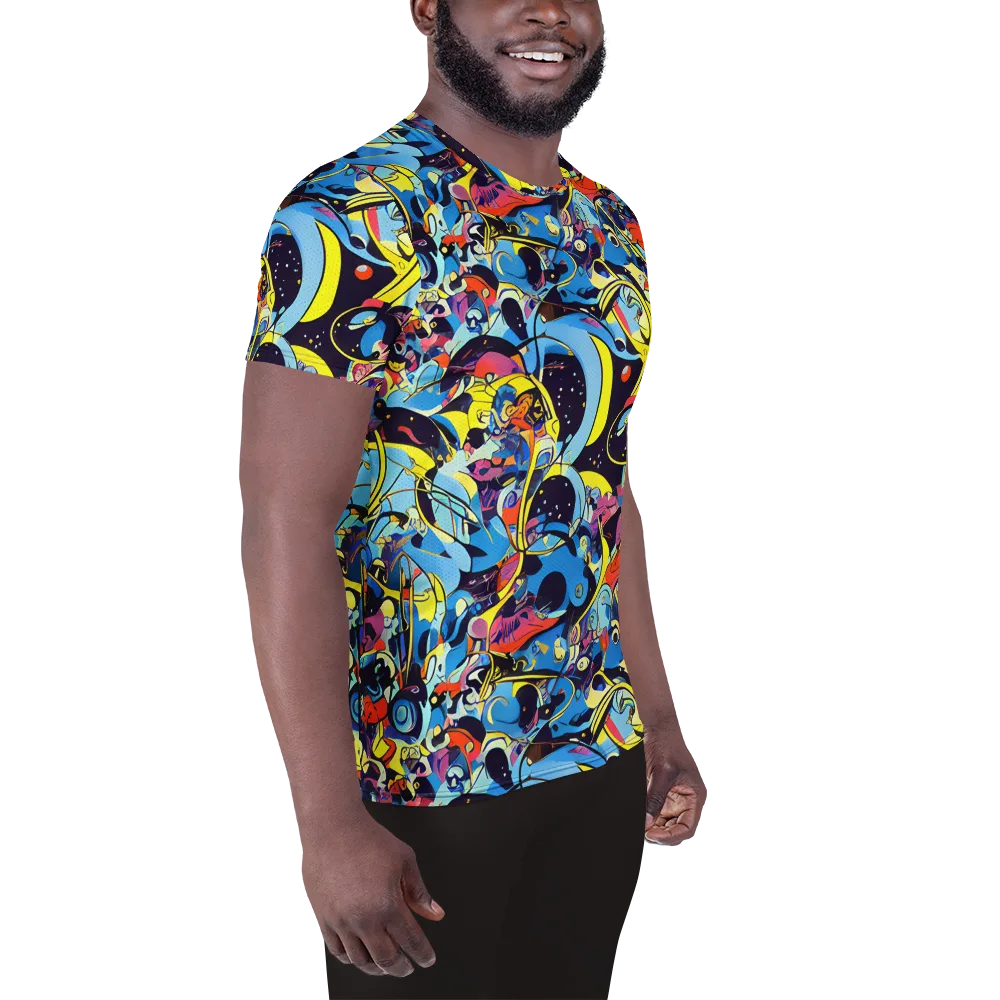 Brown Brushwork on Men's Athletic T-Shirt — Right