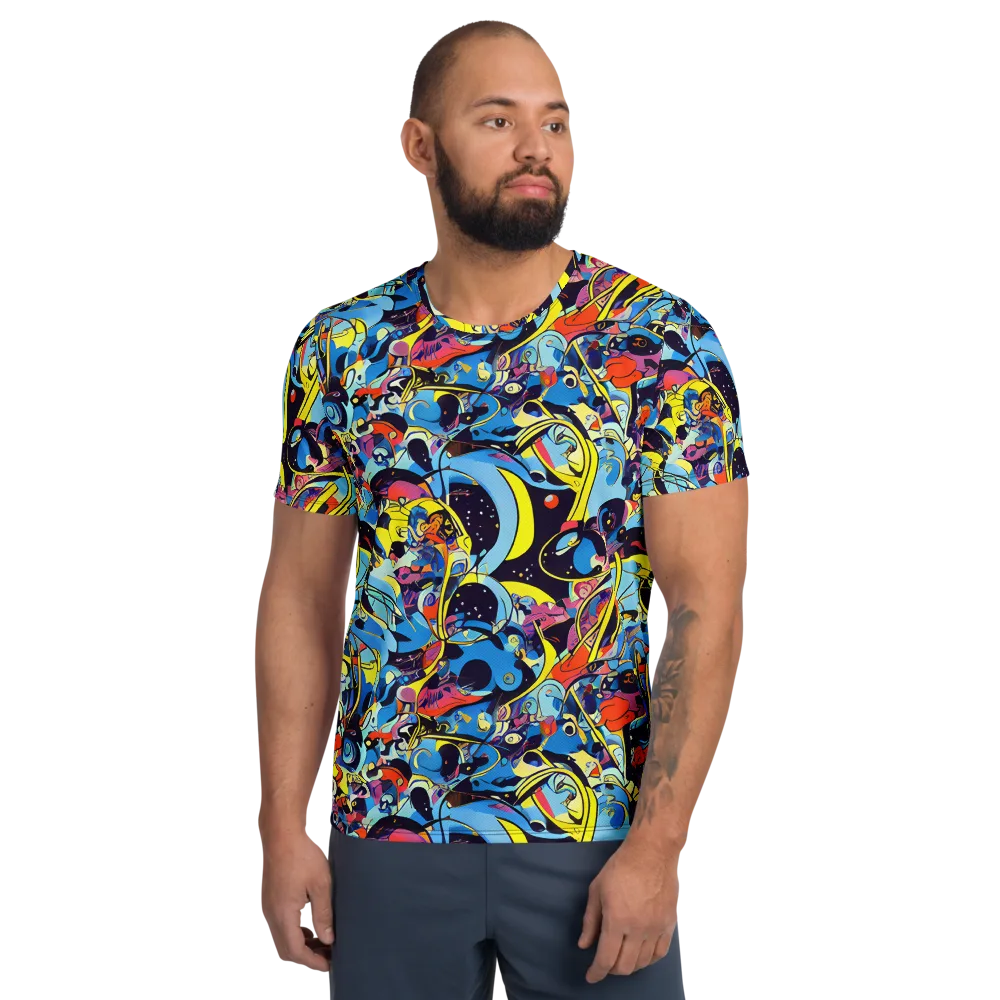 Brown Brushwork on Men's Athletic T-Shirt — Front