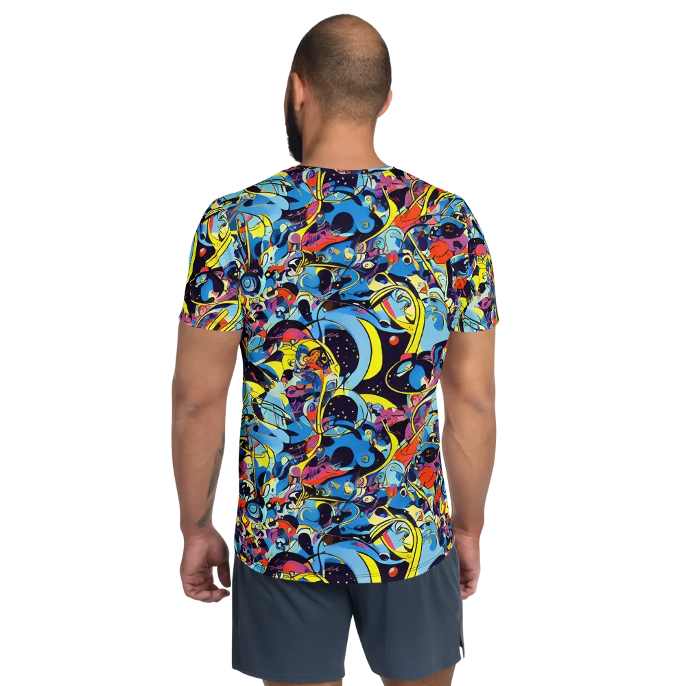 Brown Brushwork on Men's Athletic T-Shirt — Back