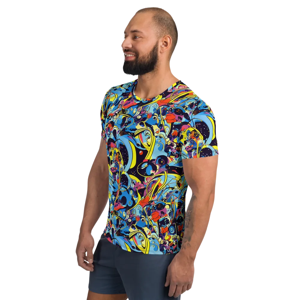 Brown Brushwork on Men's Athletic T-Shirt — Left