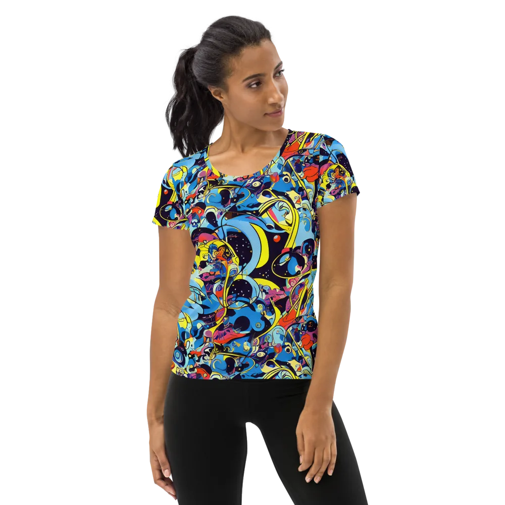 Brown Brushwork on Women's Athletic T-Shirt — Front