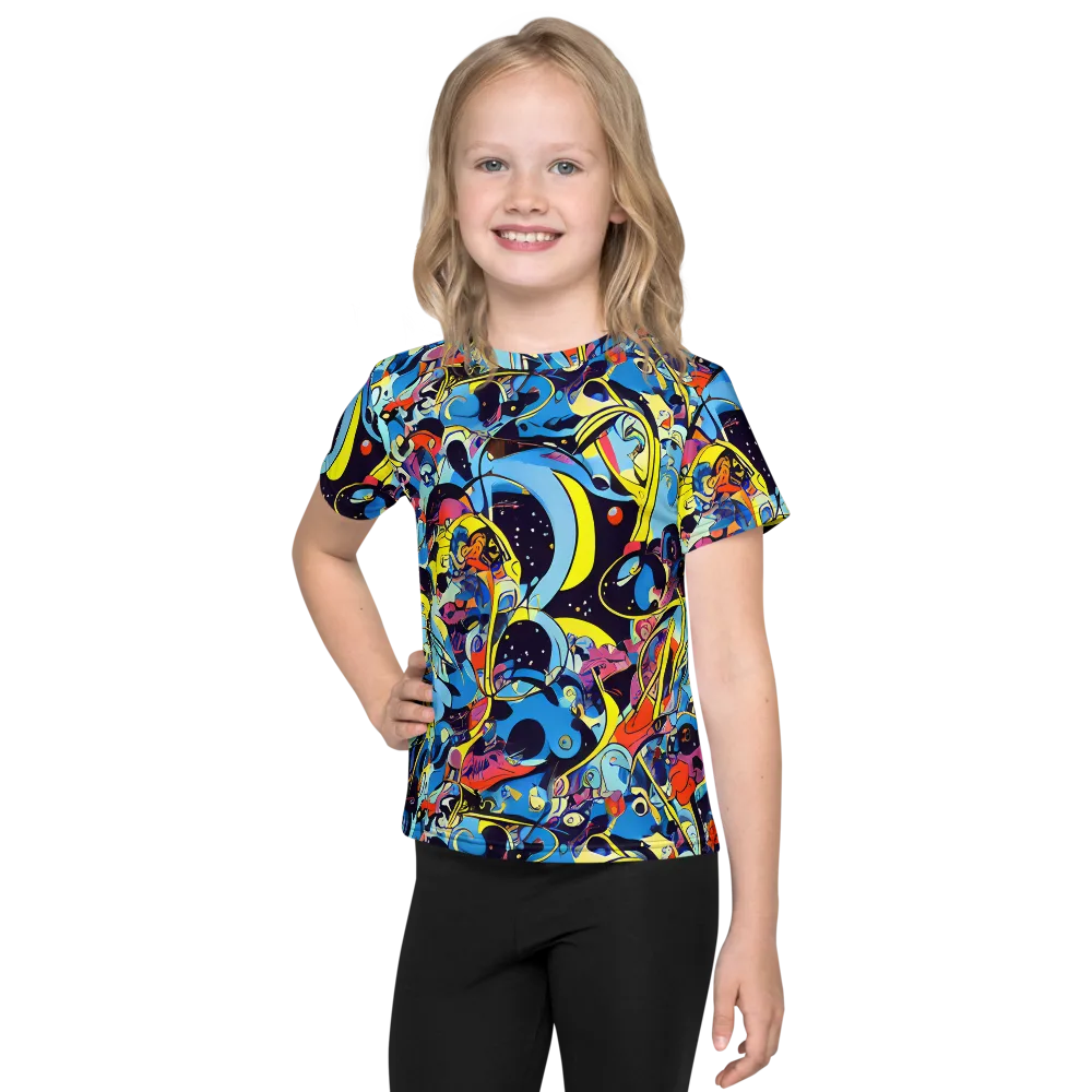 Brown Brushwork on Kids Crew Neck T-Shirt — Front