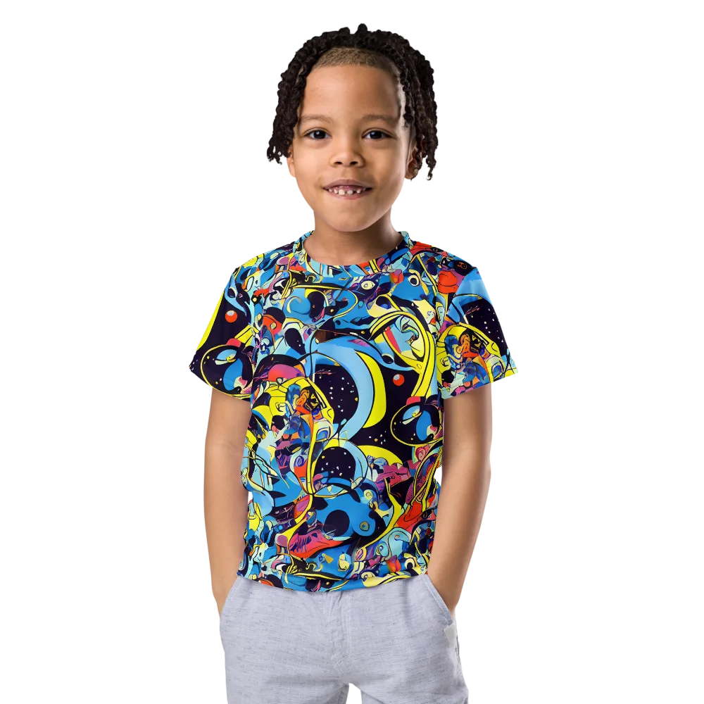 Brown Brushwork on Kids Crew Neck T-Shirt — Front