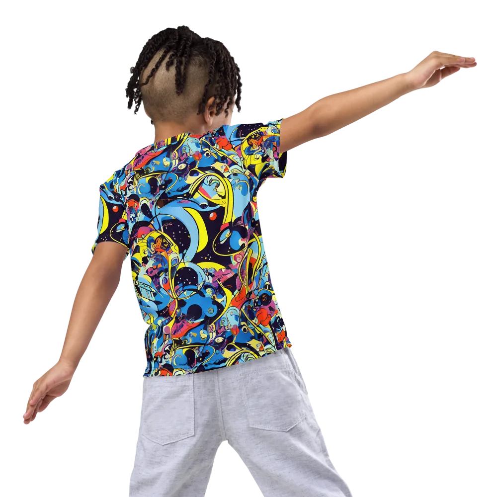 Brown Brushwork on Kids Crew Neck T-Shirt — Back