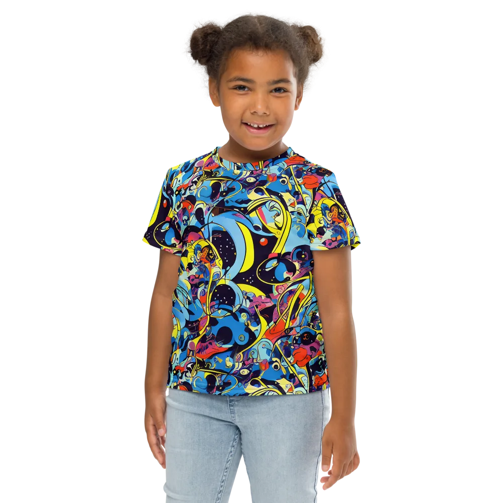 Brown Brushwork on Kids Crew Neck T-Shirt — Front