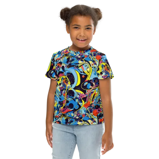Brown Brushwork on a Kids Crew Neck T-Shirt