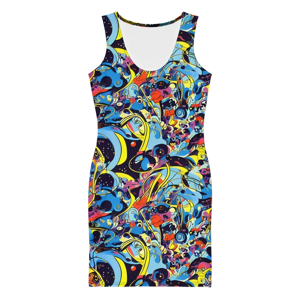Brown Brushwork on Bodycon Dress — Front