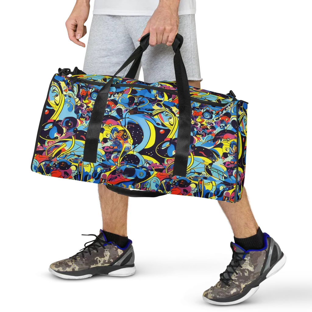 Brown Brushwork on Duffle Bag — Front