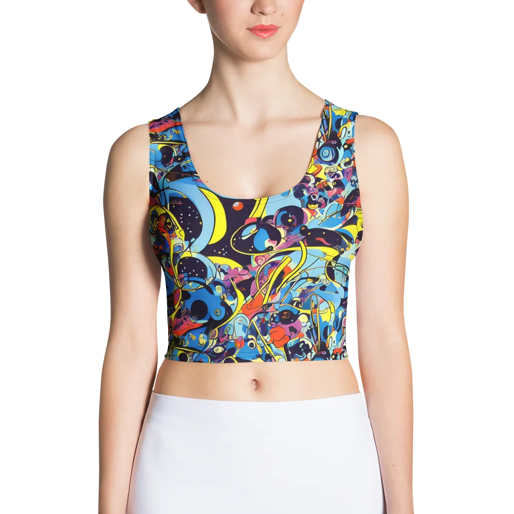 Brown Brushwork on Crop Top — Front