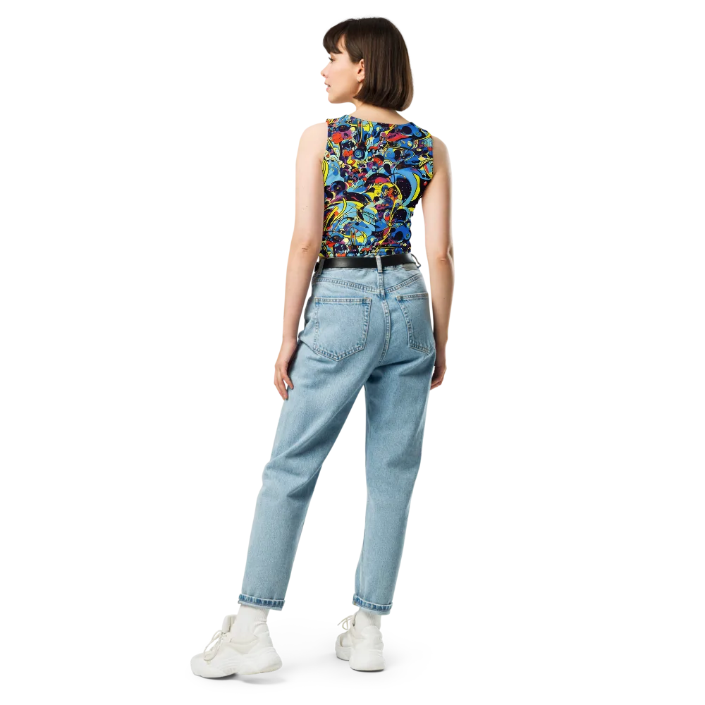 Brown Brushwork on Crop Top — Back