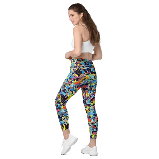Brown Brushwork on a Leggings with Pockets