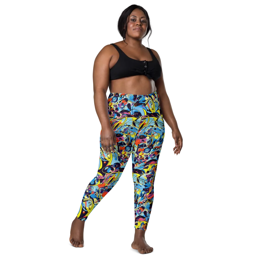 Brown Brushwork on Leggings with Pockets — Front