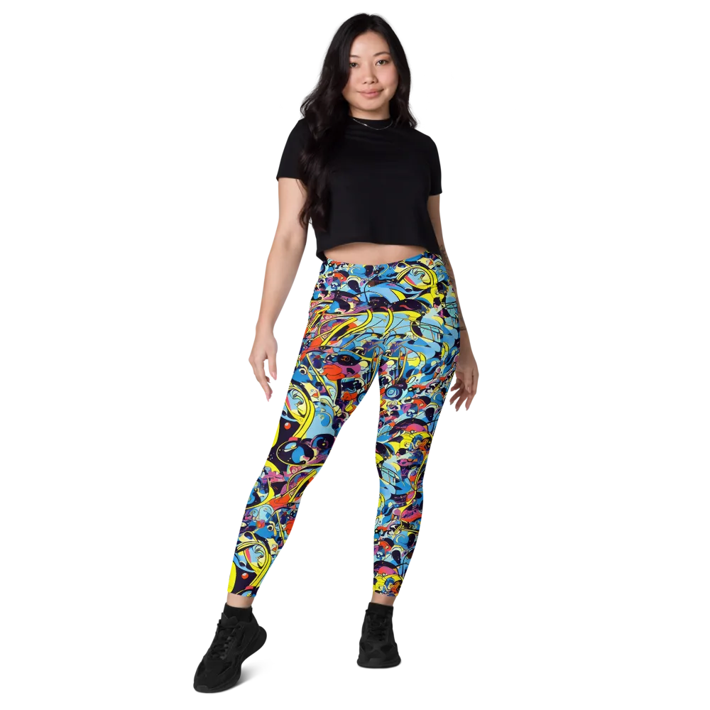 Brown Brushwork on Leggings with Pockets — Front