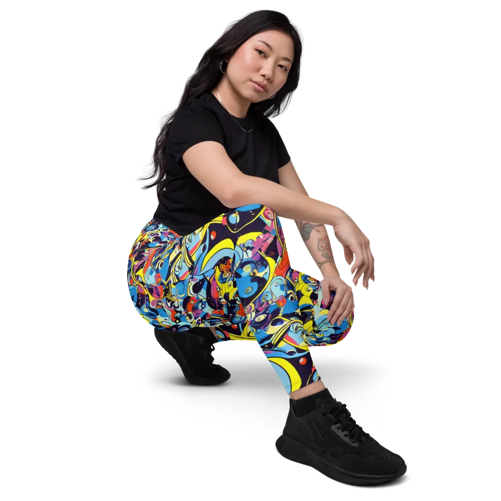 Brown Brushwork on Leggings with Pockets — Right Front