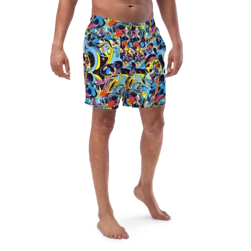 Brown Brushwork on a Swim Trunks