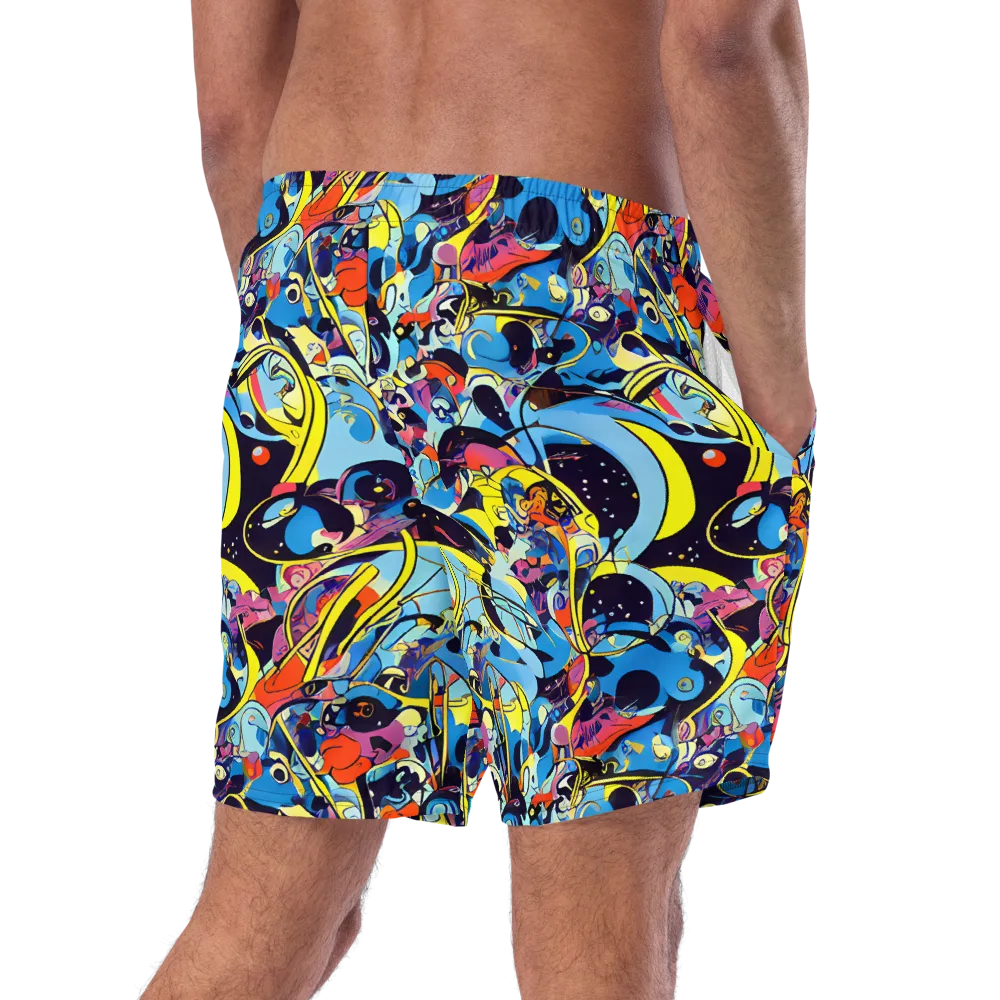Brown Brushwork on Swim Trunks — Right Back
