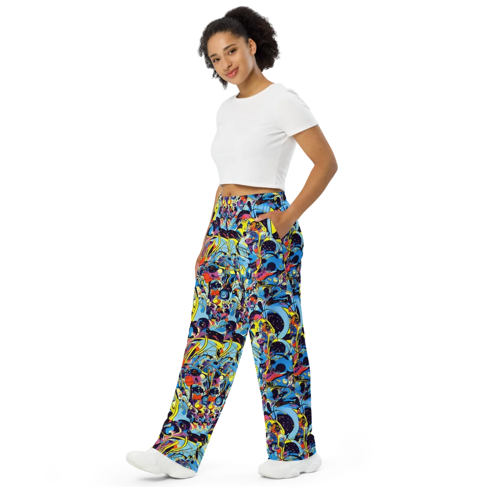 Brown Brushwork on Wide-Leg Pants — Left Front