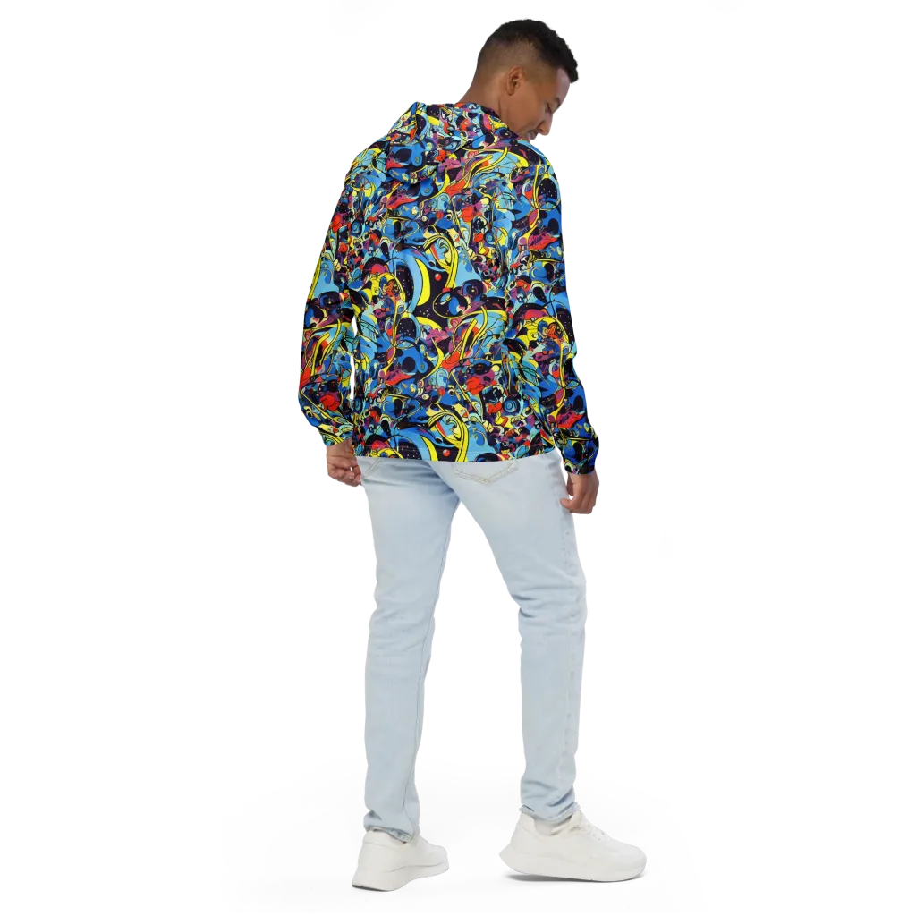 Brown Brushwork on Men's Windbreaker — Back