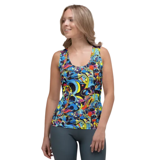 Brown Brushwork on a Women's Tank Top