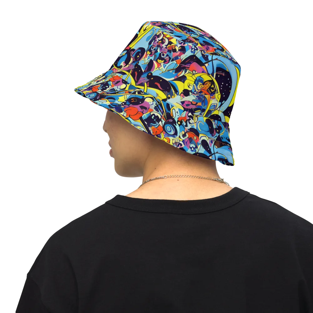 Brown Brushwork on Reversible Bucket Hat — Back Inside