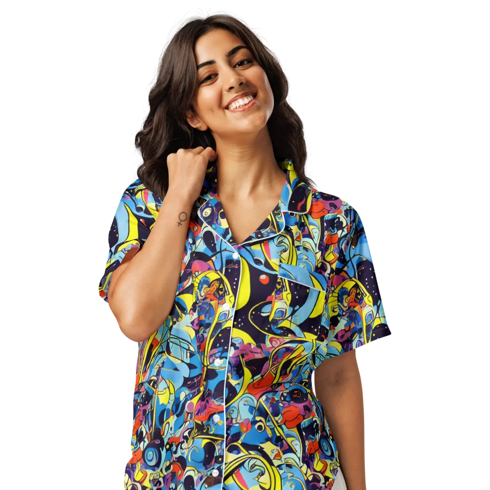 Brown Brushwork on Women's Short Sleeve Pajama Top — Front