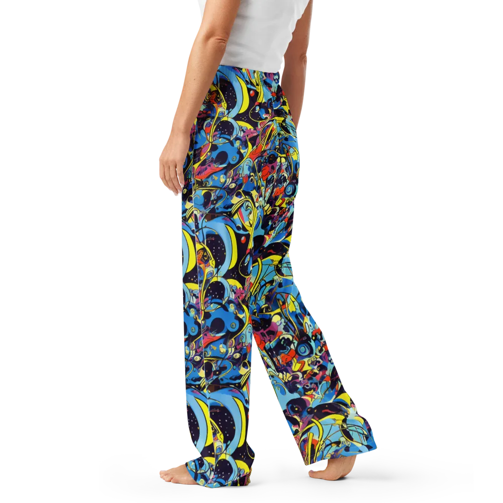 Brown Brushwork on Women's Pajama Pants — Left