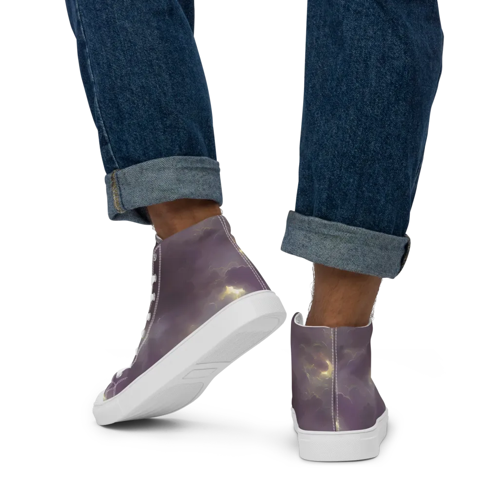 Stormy Muse on Men's High Top Canvas Shoes — Back