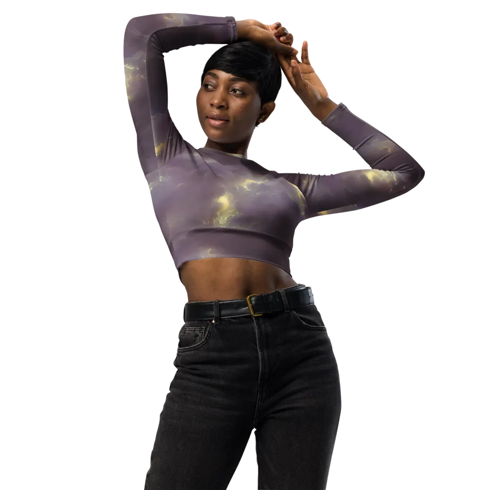 Stormy Muse on Long Sleeve Crop Top — Front