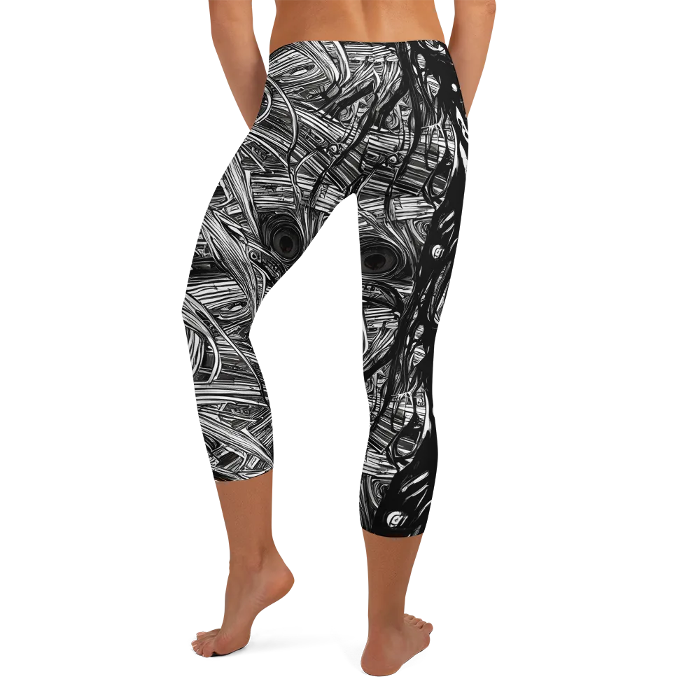 Mesmeric Tangles on Capri Leggings — Back