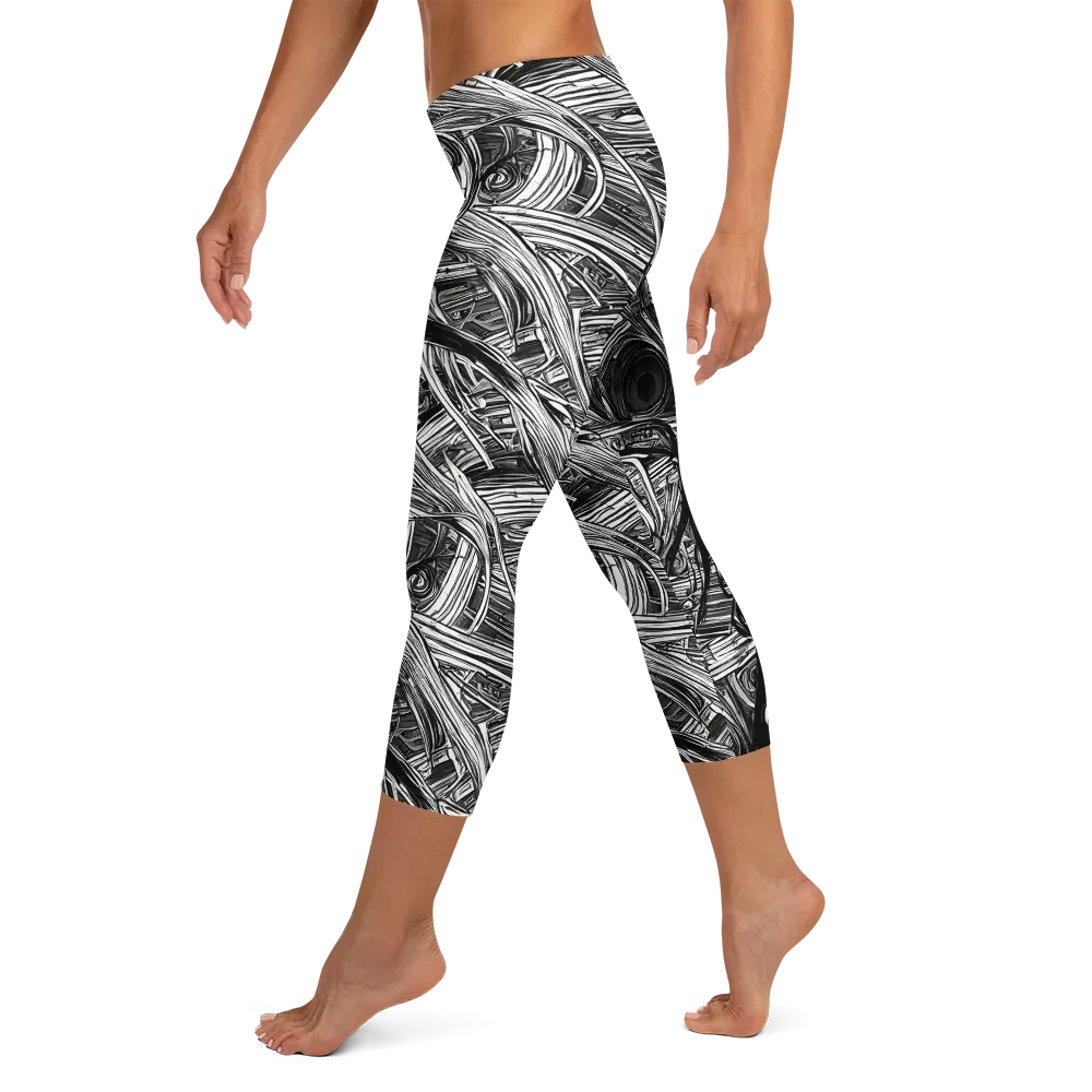 Mesmeric Tangles on Capri Leggings — Left